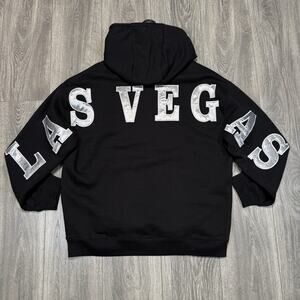 Las Vegas Raiders Hoodie Mens Size Medium Black NFL Football Sweatshirt SPELLOUT